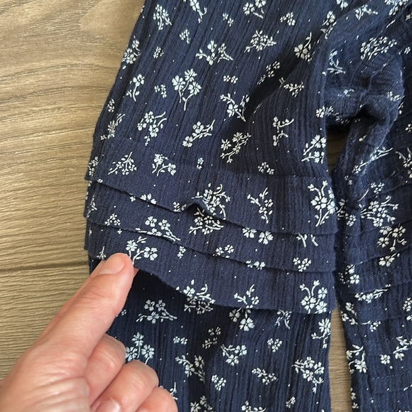 Maeve Anthropologie Floral Navy Blue Women's Long Sleeved Top Size Large P - Picture 5 of 11